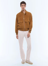 Suede jacket with patch pockets