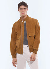 Suede jacket with patch pockets