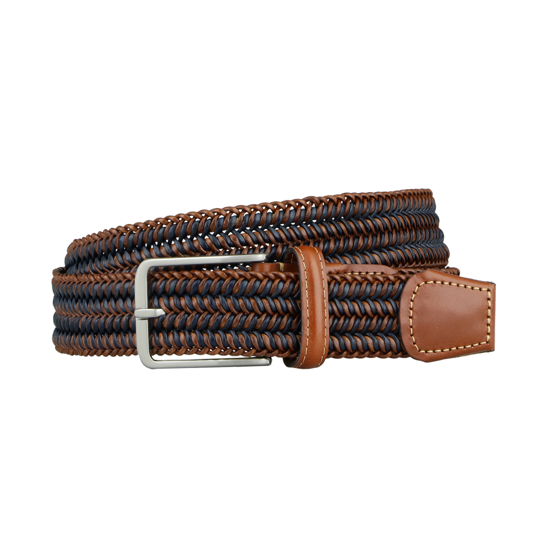 Leather Stretch Belt Re Circle Bicolor