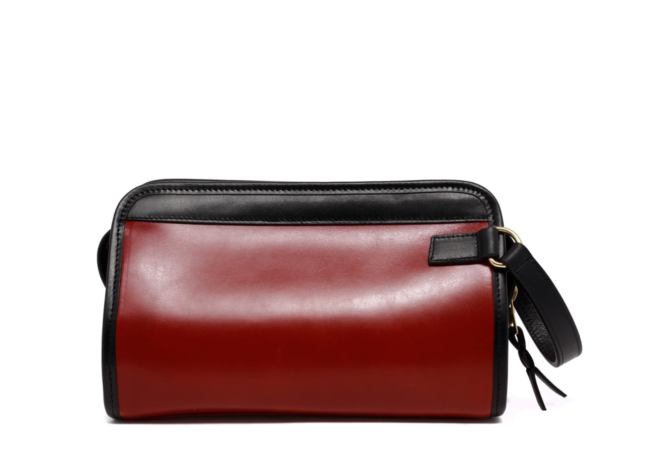 Small Travel Kit Red Black Harness Leather
