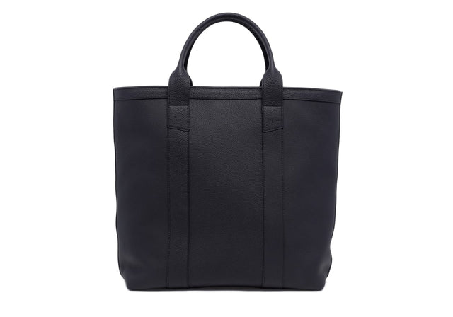 Tall Tote - Black - Zip-Top Closure - Shrunken Grain Calf