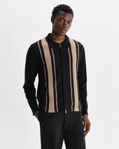 Lennox And Beige Milano Stripe Knitted Polo
