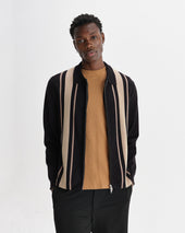 Lennox And Beige Milano Stripe Knitted Polo