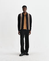 Lennox And Beige Milano Stripe Knitted Polo