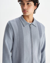 Lennox Grey Blue Milano Stripe Knitted Polo