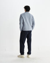 Lennox Grey Blue Milano Stripe Knitted Polo