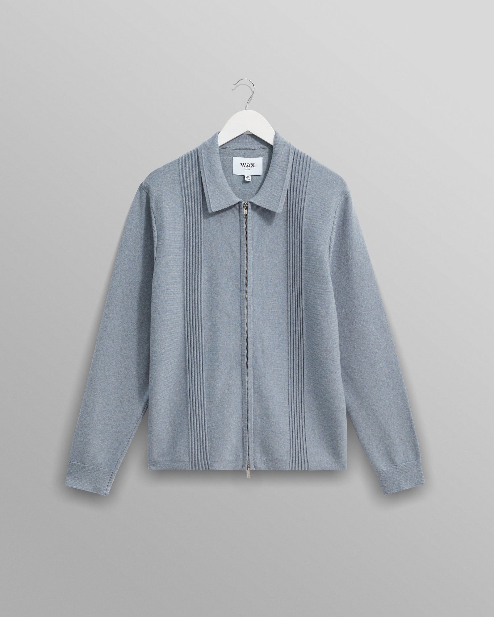 Lennox Grey Blue Milano Stripe Knitted Polo