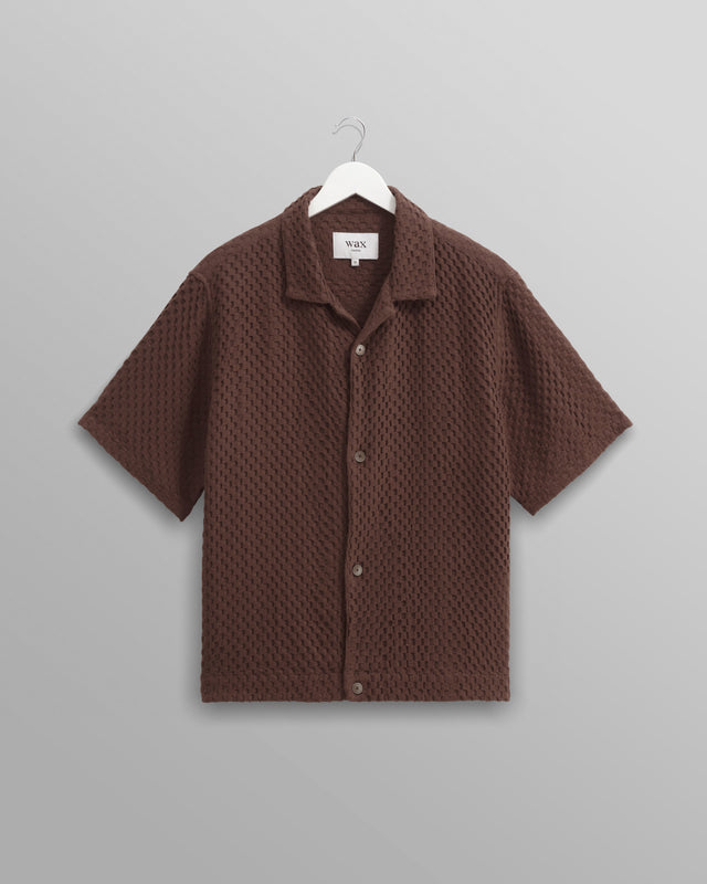 Lido - Brown Dobby Cotton Weave Short-Sleeve Shirt