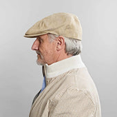 Light Beige Plain Micro Herringbone Linen Toni Cap