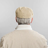 Light Beige Plain Micro Herringbone Linen Toni Cap