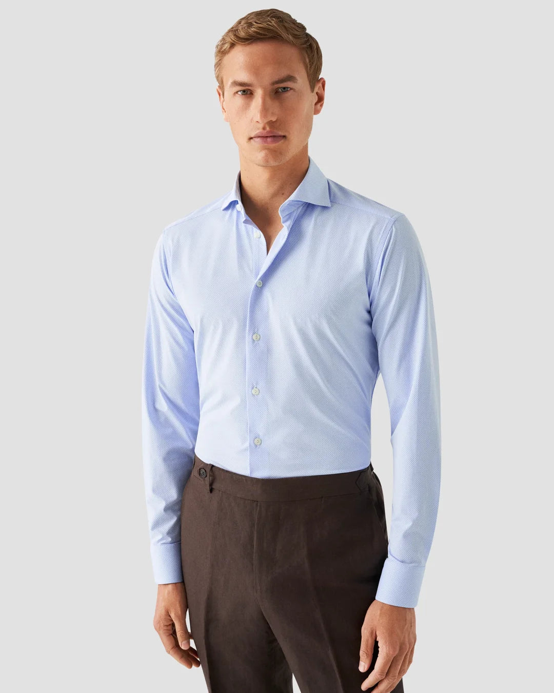 Light Textured Four Way Stretch Shirt Eton