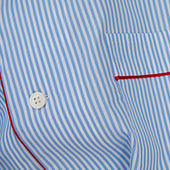 Light Bengal Stripe Cotton Pyjamas With Red Piping