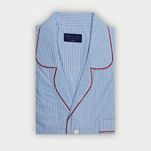 Light Bengal Stripe Cotton Pyjamas With Red Piping