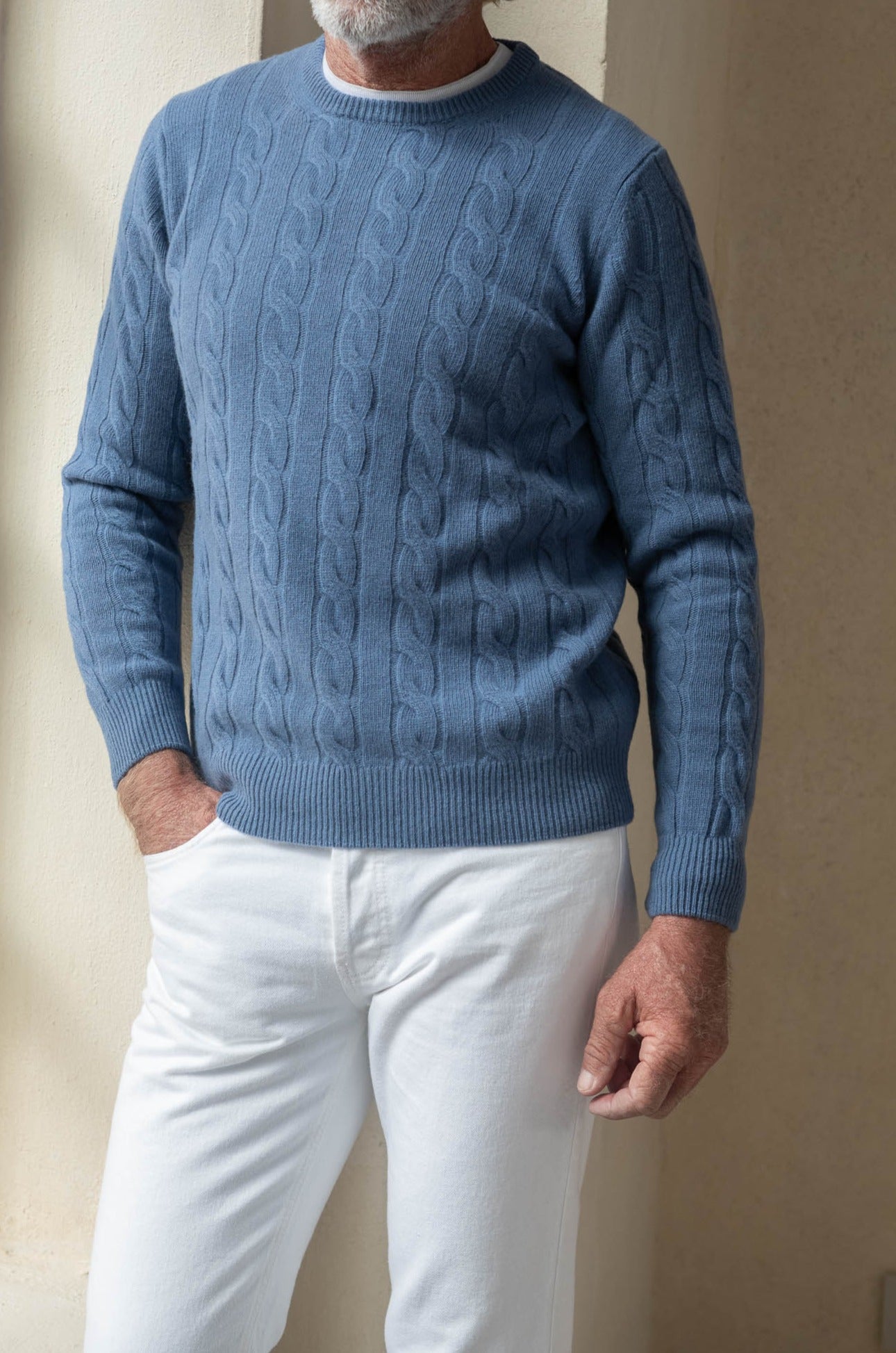 Dusty Cable Knit Sweater Made In Italy