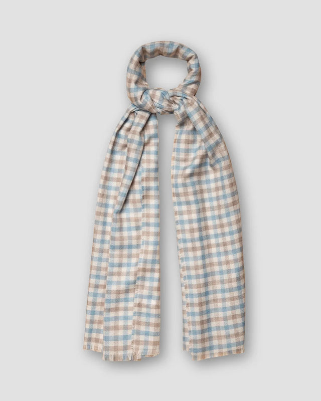 Light Blue Three-Color Check Luxury Cashmere Scarf