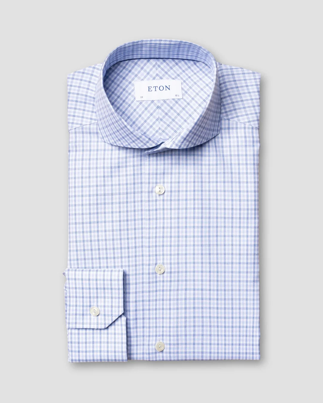 Light Checked Cotton Tencel Shirt Eton