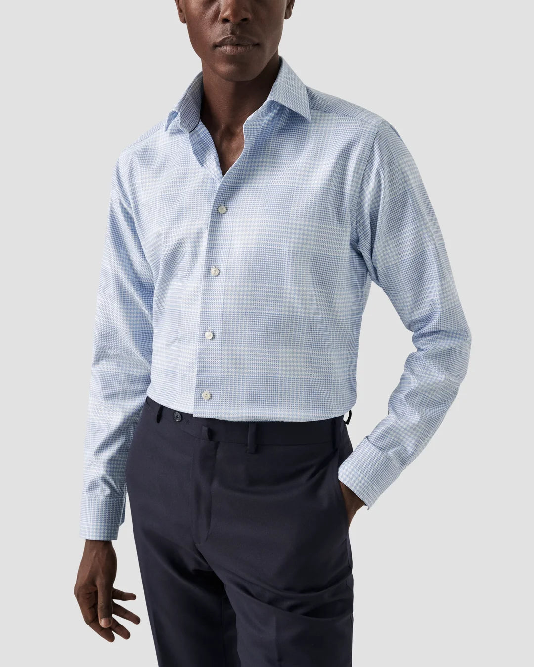 Light Houndstooth Textured Twill Shirt Eton
