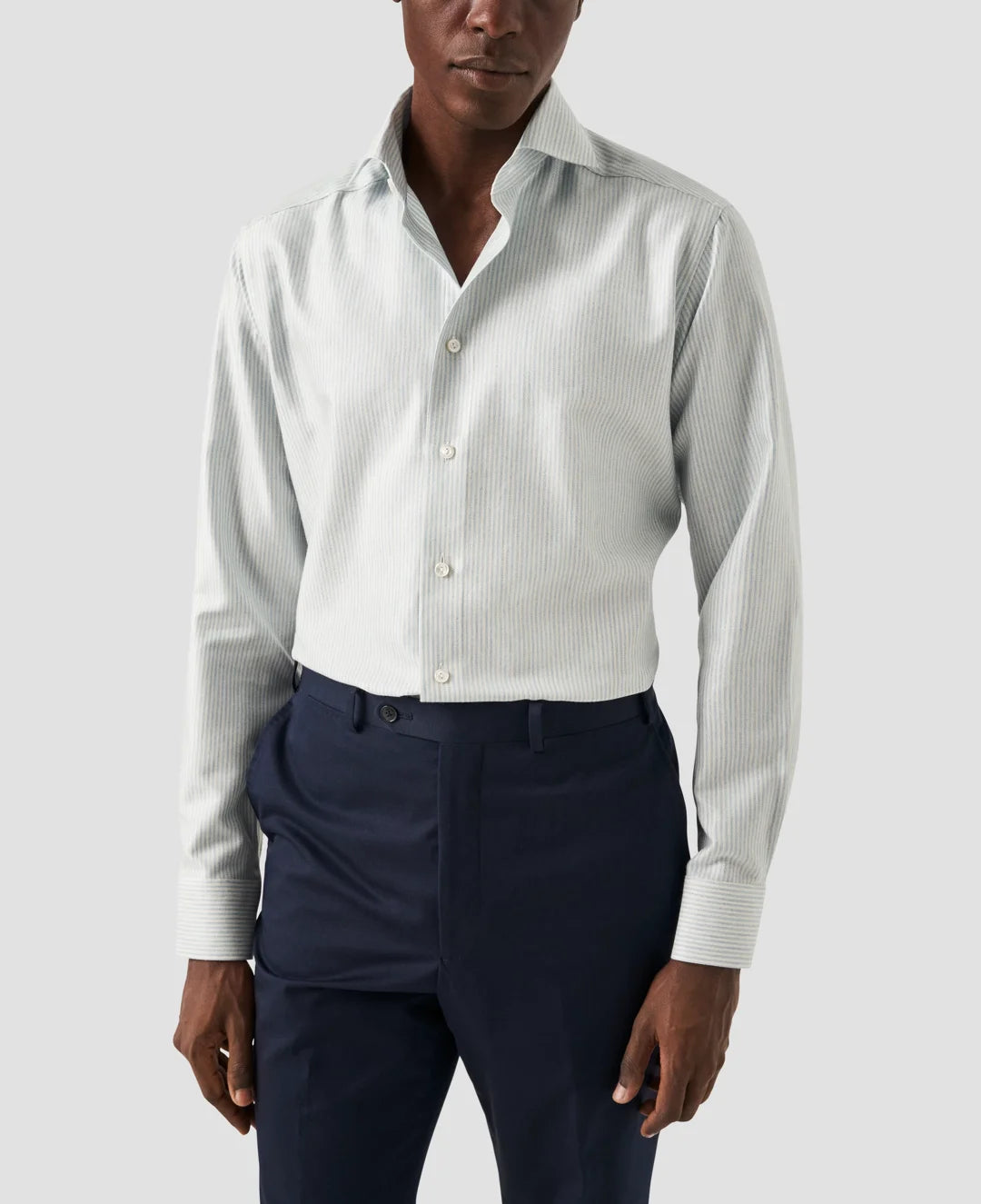 Striped Cotton Silk Cashmere Shirt Eton