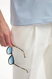 Light Cotton T Shirt With Collar Detail Made In Italy