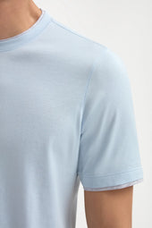 Light Cotton T Shirt With Collar Detail Made In Italy