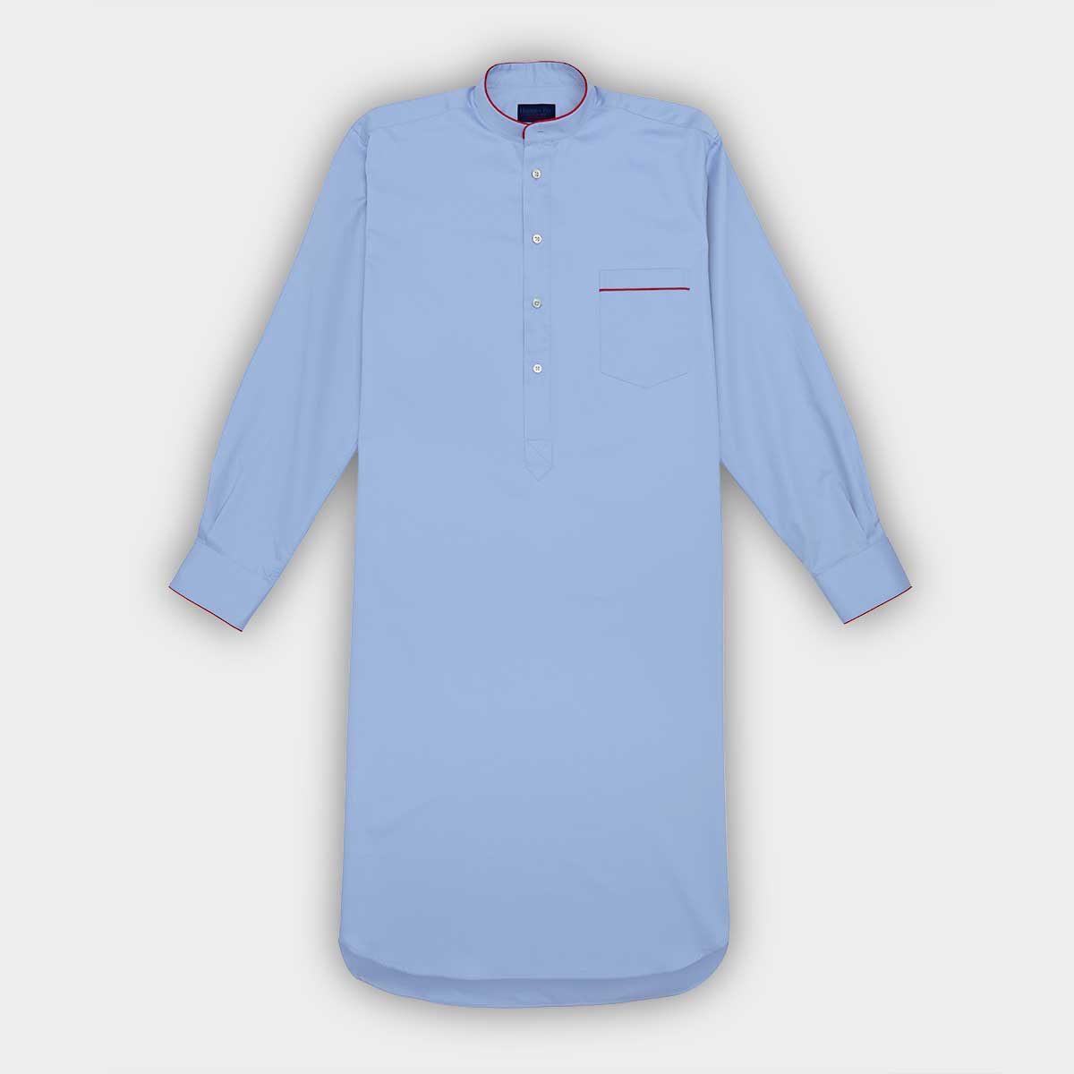 Light Cotton Twill Nightshirt With Red Piping