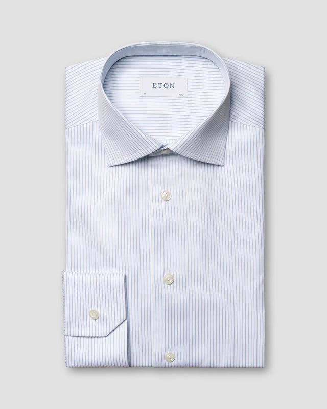 Hellblau feingestreiftes Hemd aus Baumwoll-TENCEL™-Stretch - Eton