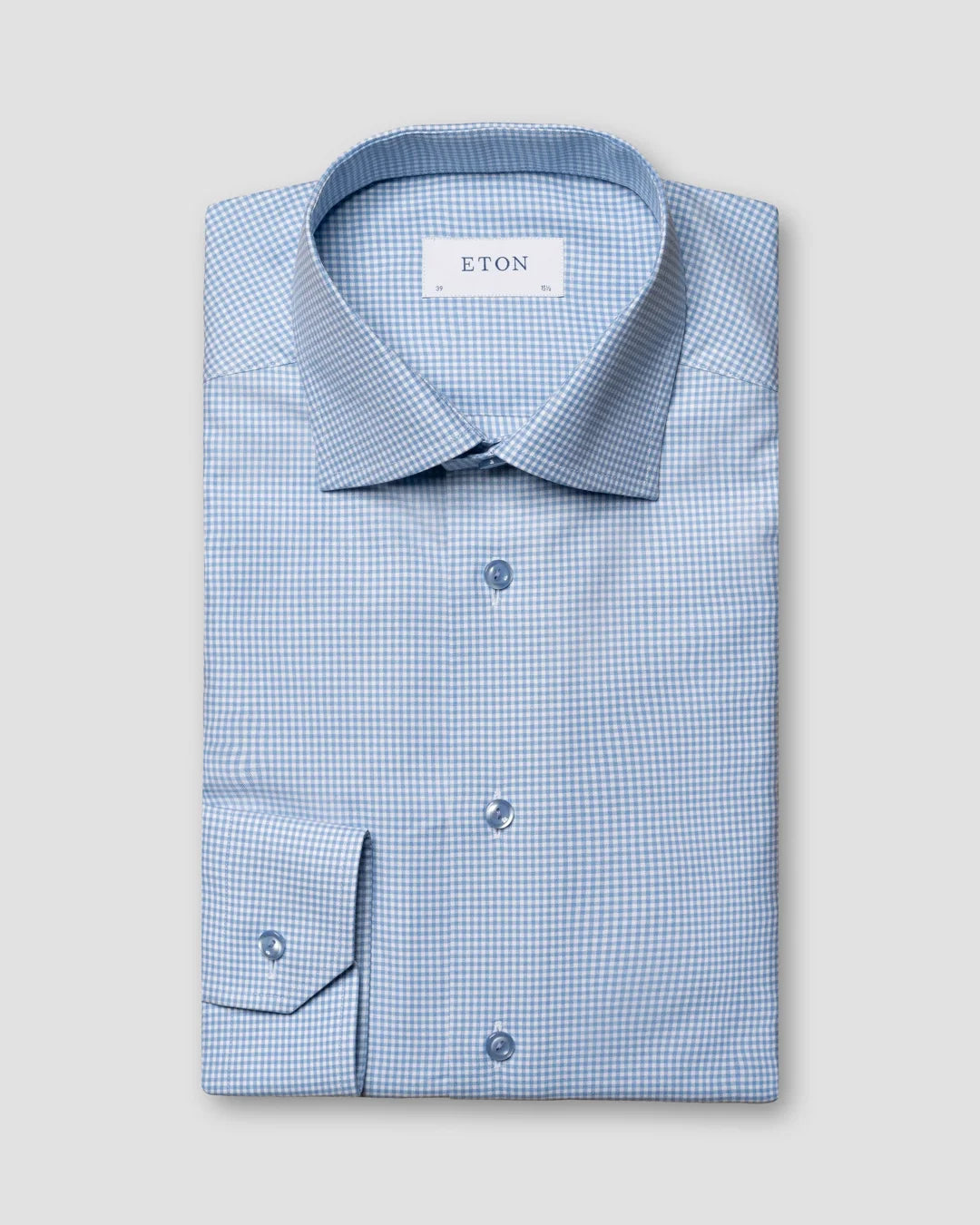 Light Checked Cotton Tencel Lyocell Stretch Shirt Eton