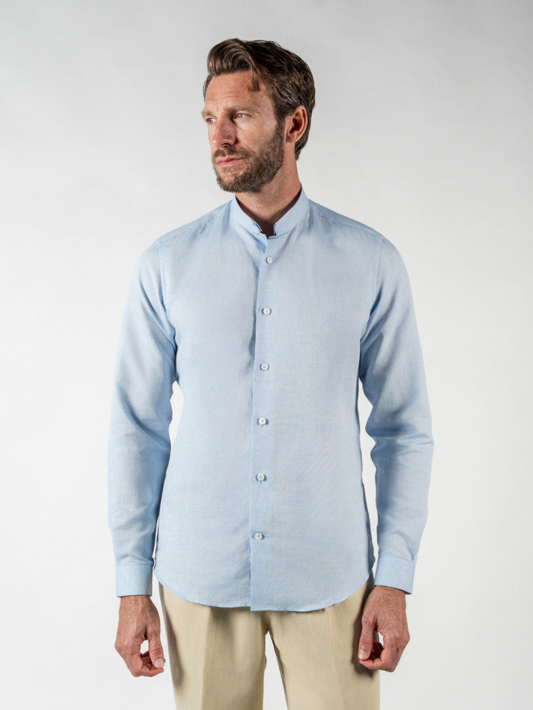 Light Cutaway Collar Shirt In Linen And Cotton