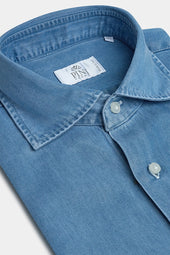 Light Denim Popover Shirt Made In Italy