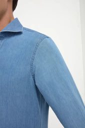 Light Denim Popover Shirt Made In Italy