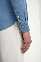 Light Denim Popover Shirt Made In Italy