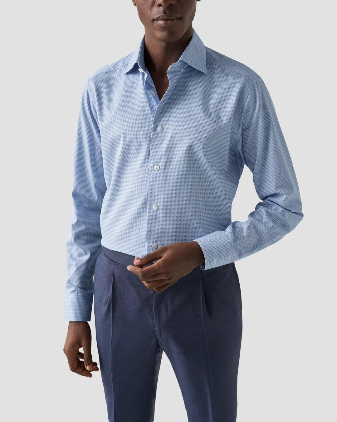 Light Geometric Print Fine Piqu Shirt Eton