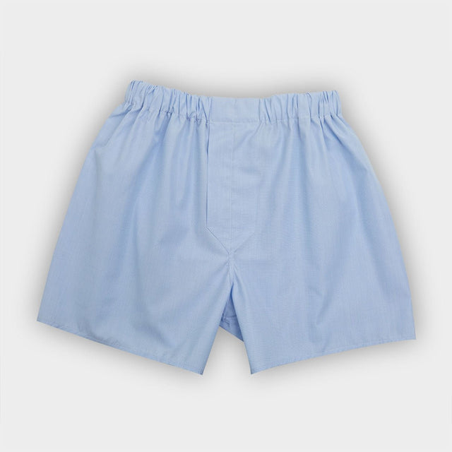 Light Blue End-on-End Cotton Boxer Shorts