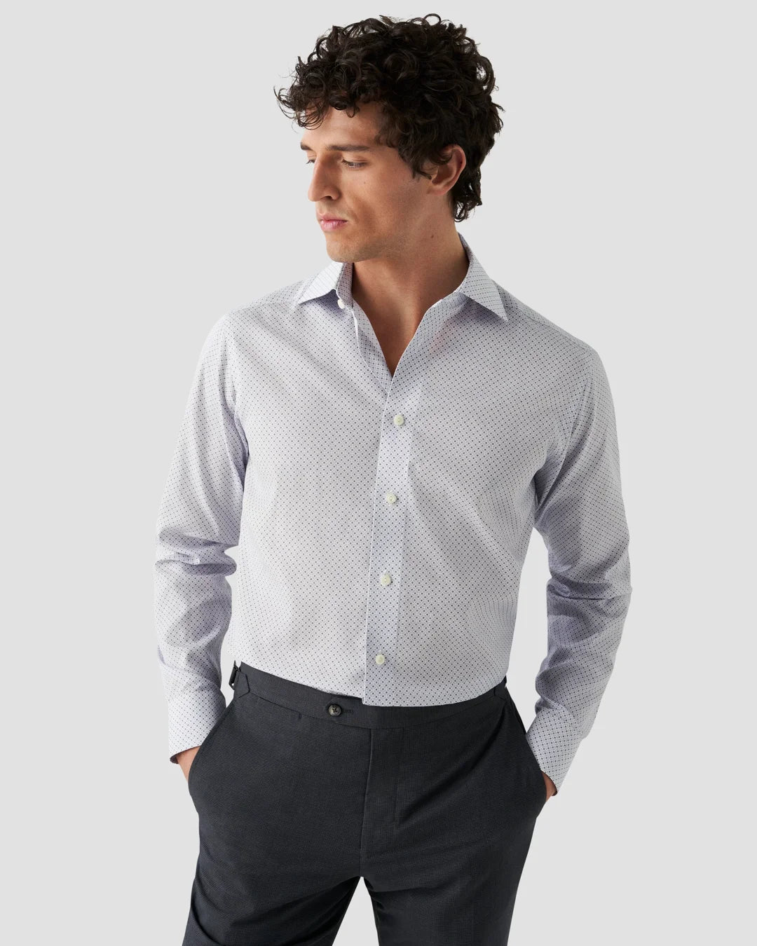 Micro Floral Print Signature Poplin Shirt Eton