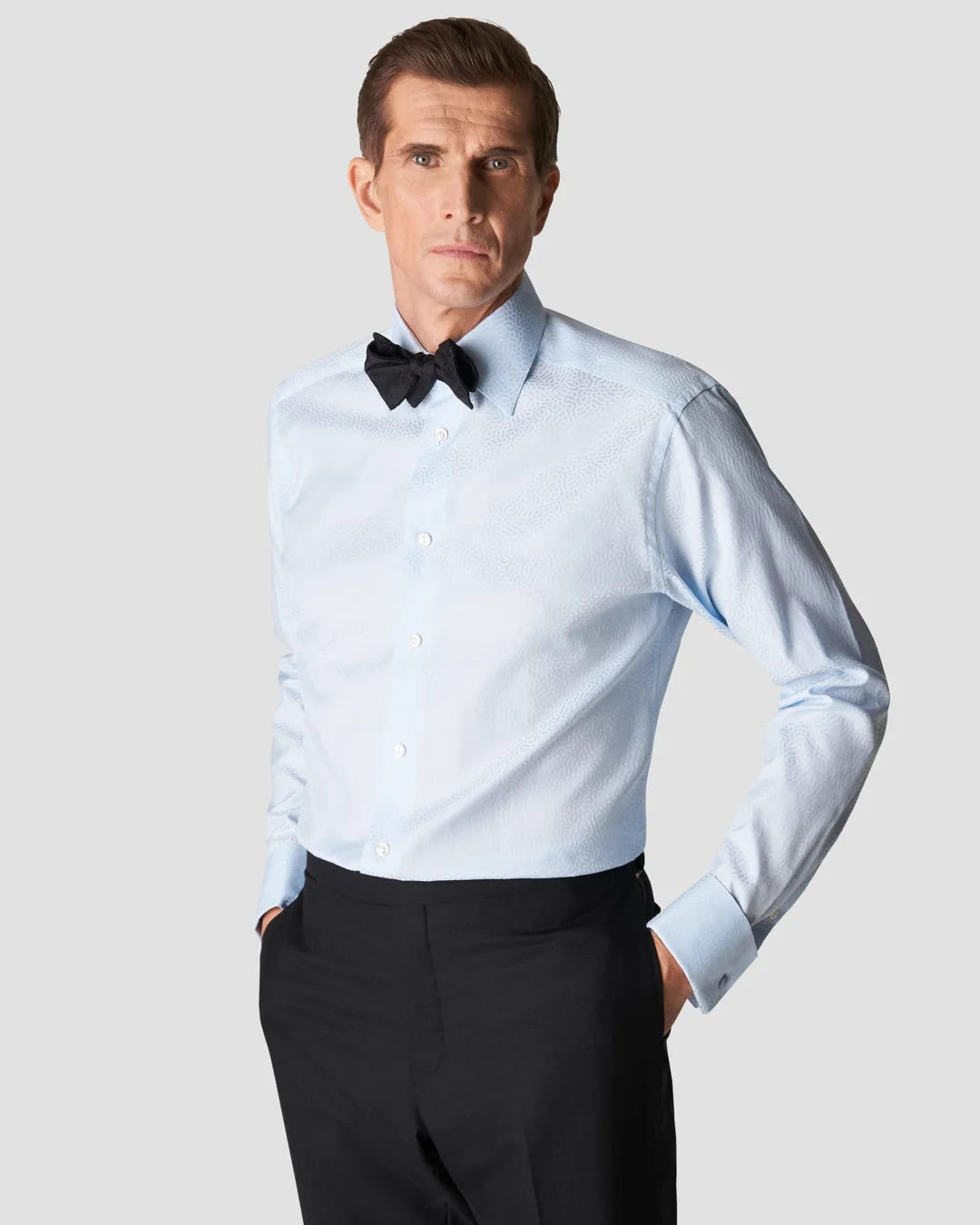 Light Geometric Print Jacquard Tuxedo Shirt Eton