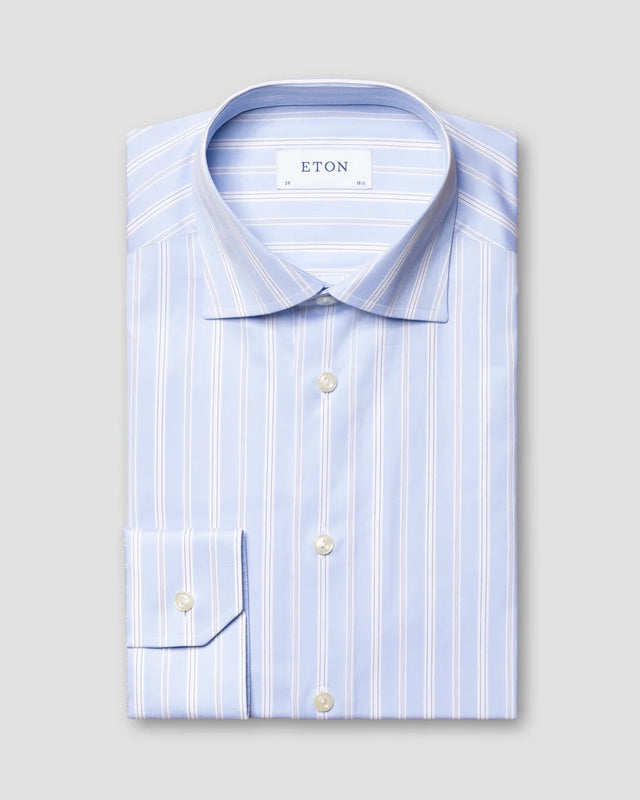 Hellblau gestreiftes Hemd aus Fine Twill - Eton