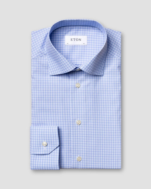 Hellblaues Hemd aus Fine Twill - Eton
