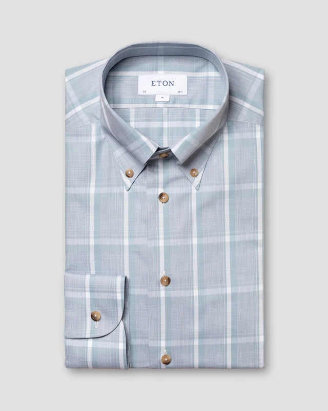 Hellblaues Hemd aus feinem Melange-Twill - Eton