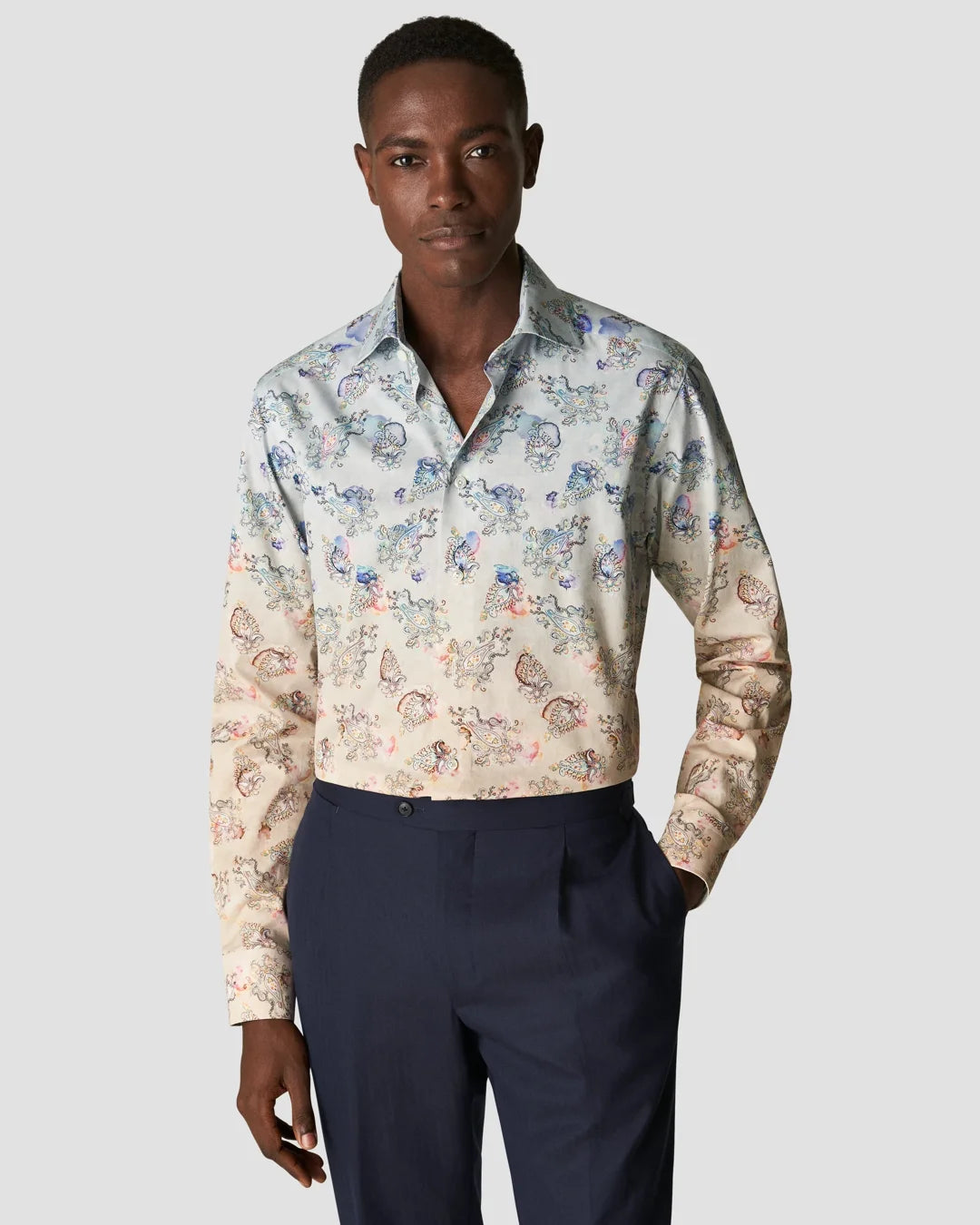 Gradient Paisley Print Fine Twill Shirt Eton