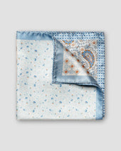 Light Blue Paisley Print Silk Pocket Square