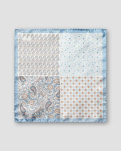 Light Blue Paisley Print Silk Pocket Square
