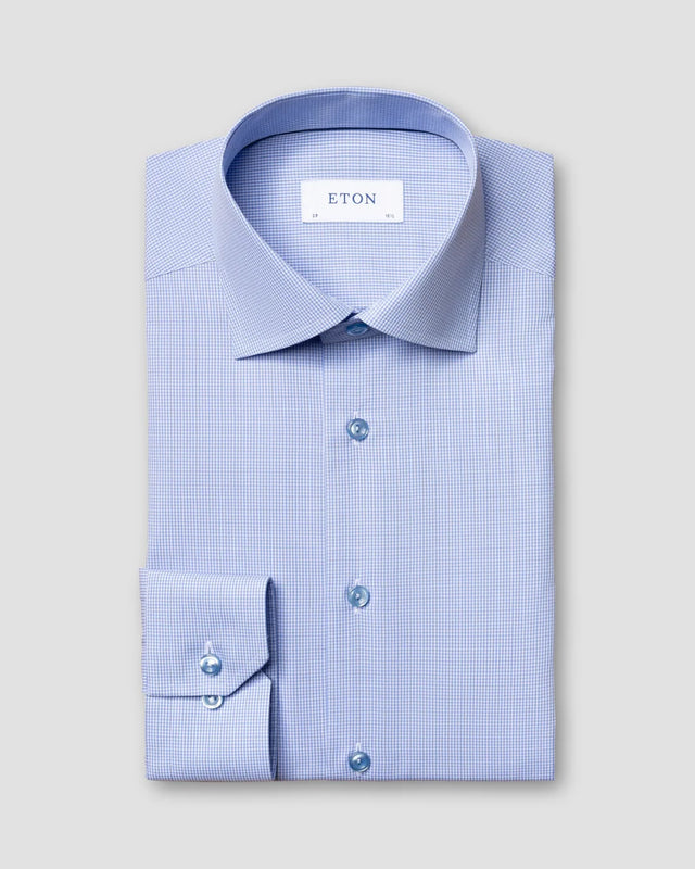 Hellblaues Gingham Poplin Shirt - Eton