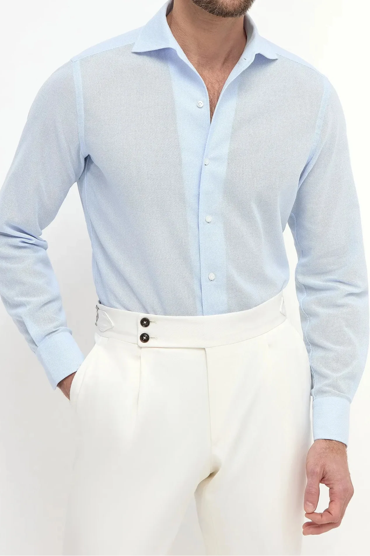 Light Basketweave Shirt Made In Italy
