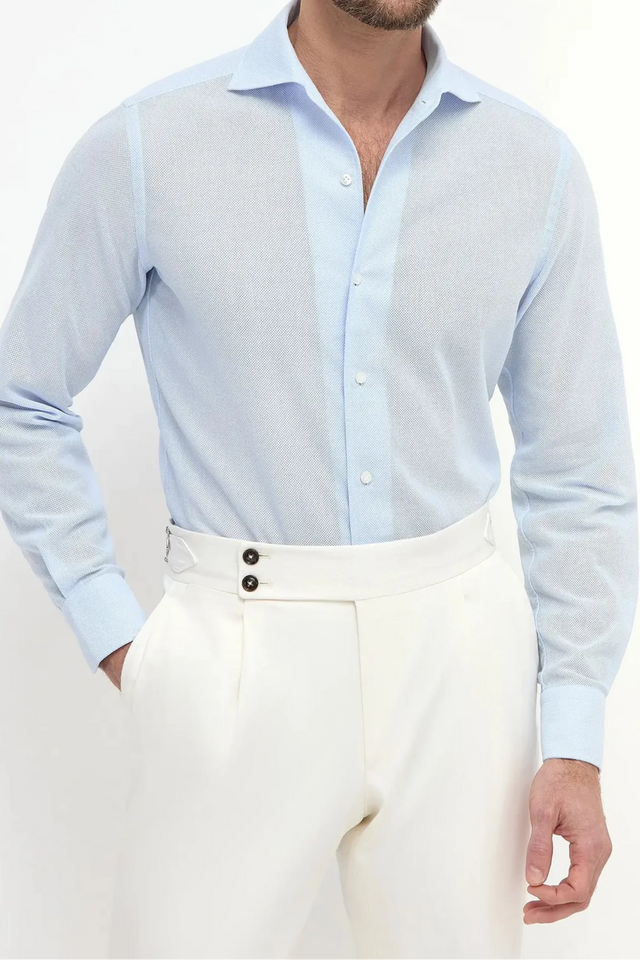 Light blue basketweave shirt - Made in Italy