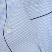 Light Grid Check Cotton Pyjamas With Navy Piping