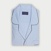 Light Grid Check Cotton Pyjamas With Navy Piping