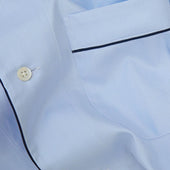 Light Herringbone Cotton Pyjamas With Navy Piping