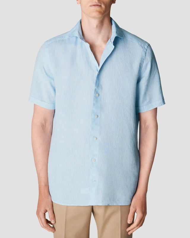 Light Blue Linen-poplin Shirt - Eton