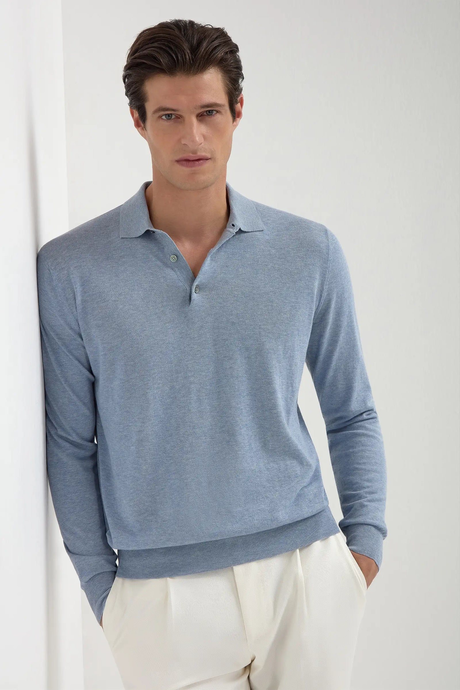 Light Long Sleeve Polo Made In Italy