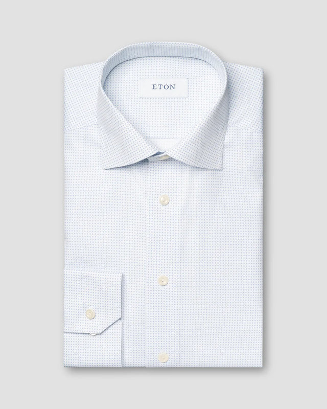 Light blue Micro Print Signature Poplin Shirt - Eton